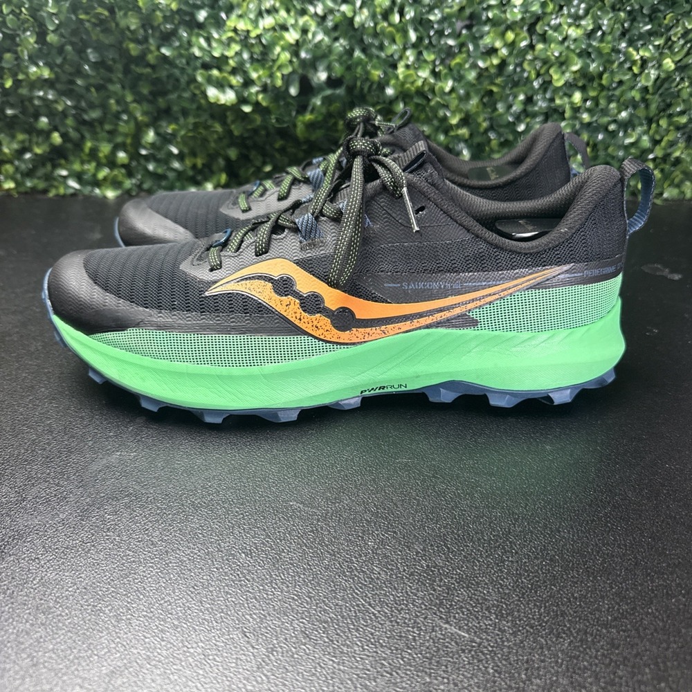 Saucony Peregrine 13 Trail Running Shoes Mens Size 9.5 Black Green Sneakers